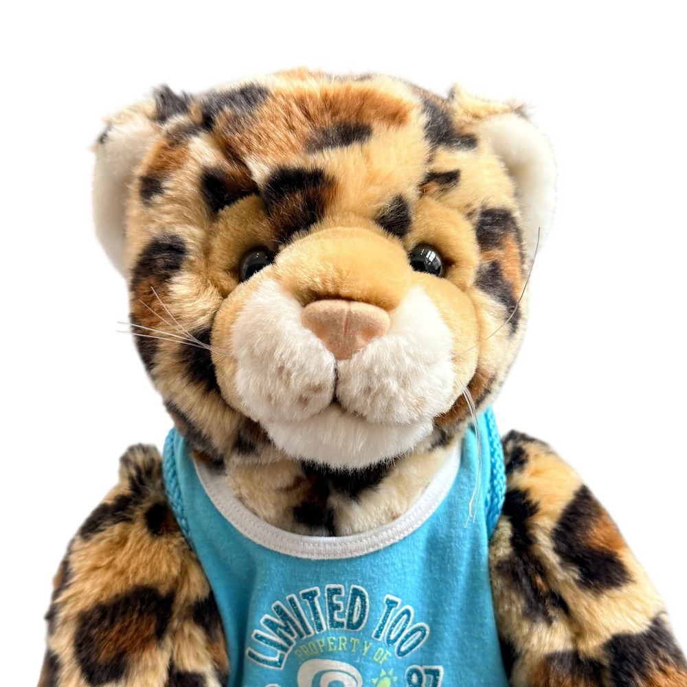 Build A Bear Leopard Plush Limited Too Swim Outfit Shoes Blue 16in Brown Spotted